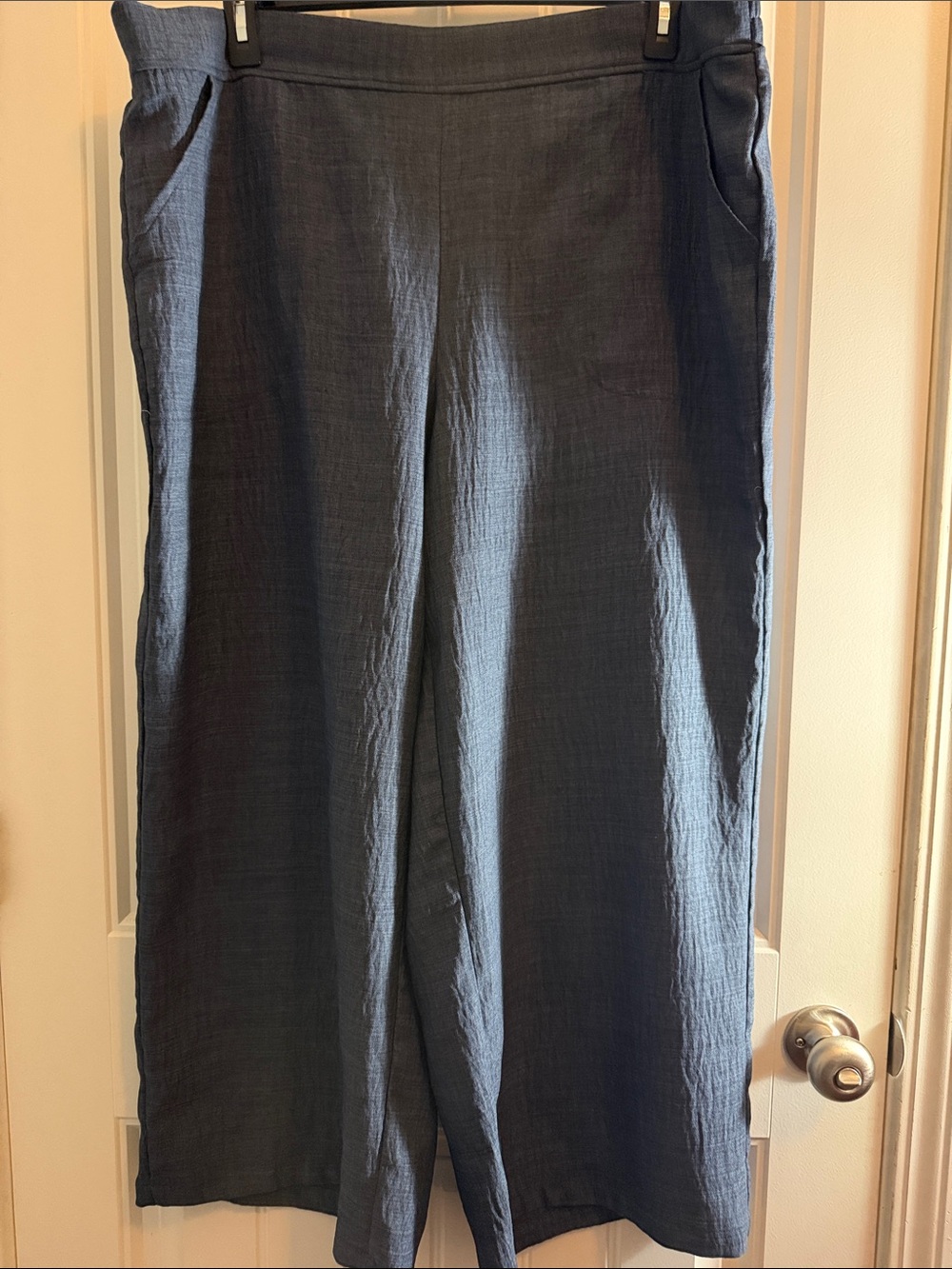 Max Studio Wide-Leg Chinos in Charcoal Blue